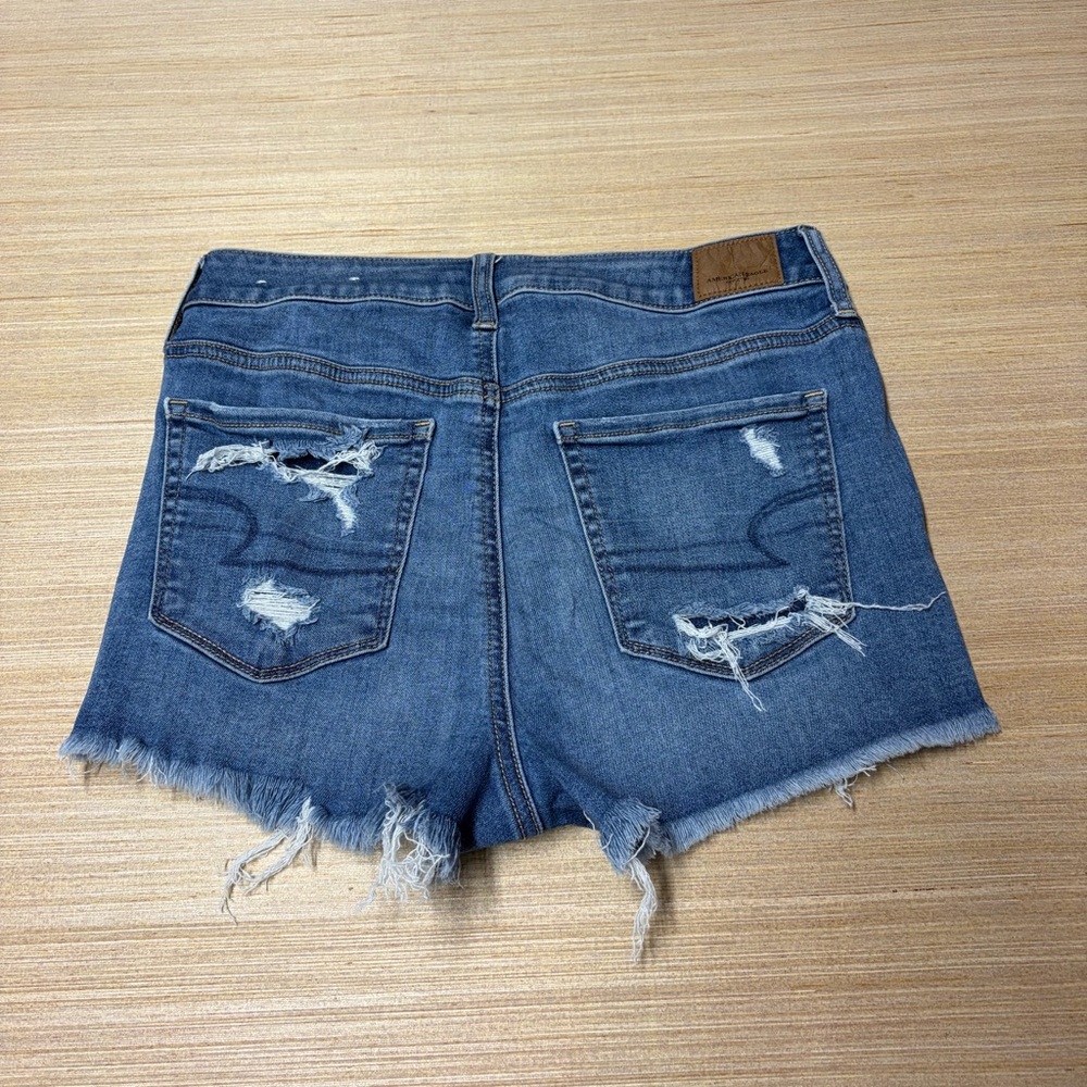American Eagle Next Level Stretch Hi-Rise Shortie Womens 8 Distressed USA Ripped - Picture 5 of 9